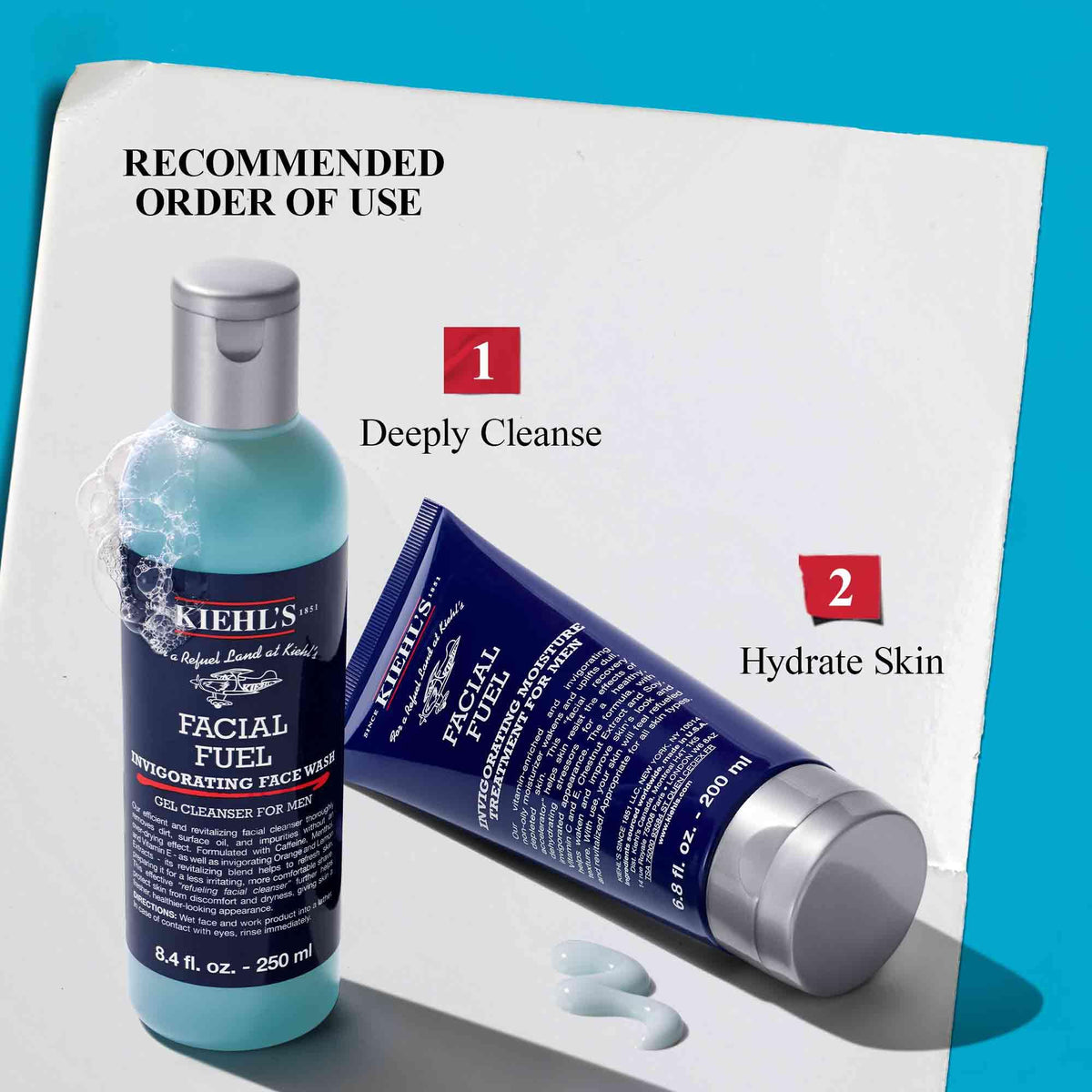 Kiehl's products staged on a bathroom shelf suggesting daily grooming routine convenience