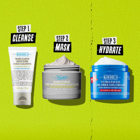 Kiehl's skin after rinse illustrating clearer texture and minimized pores benefit