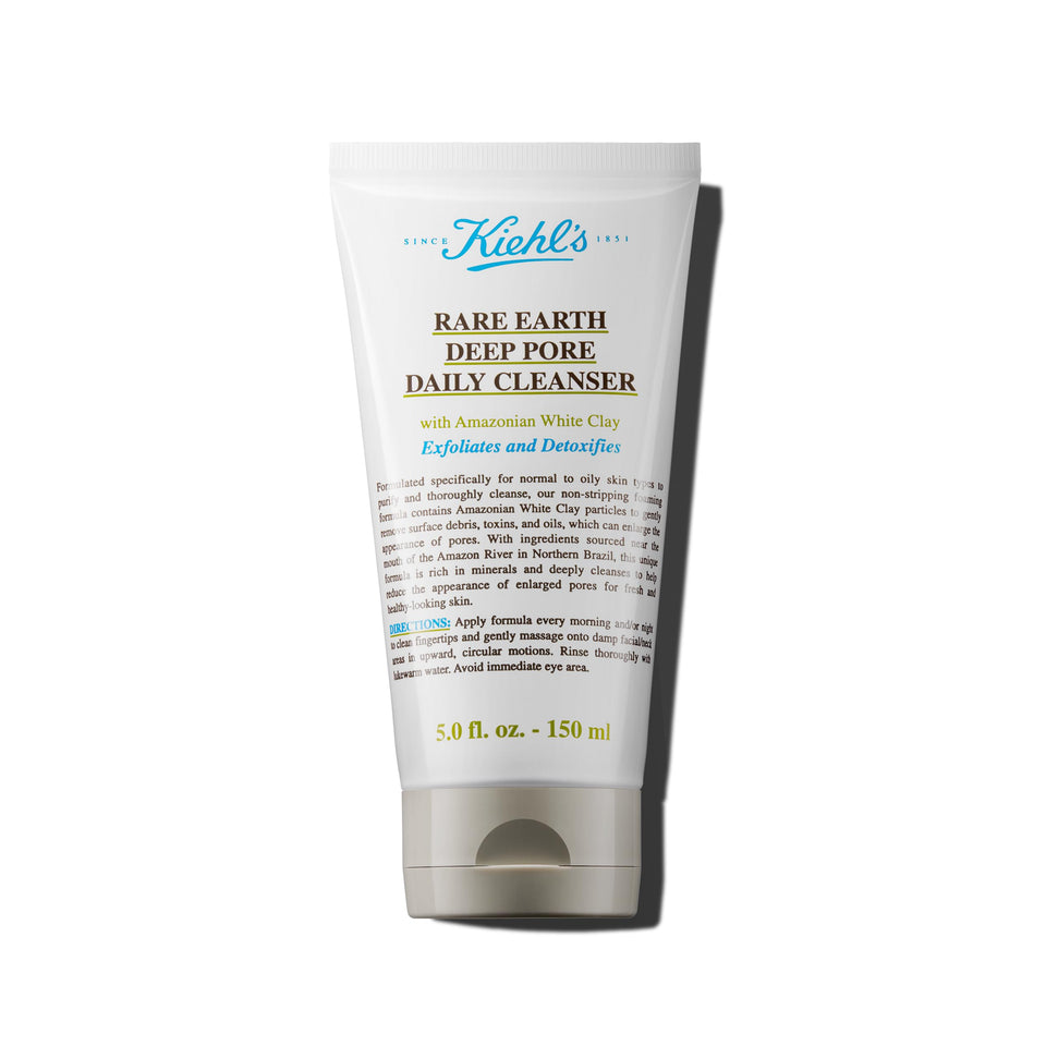 Kiehl's front packaging of cleanser showing brand and product benefit