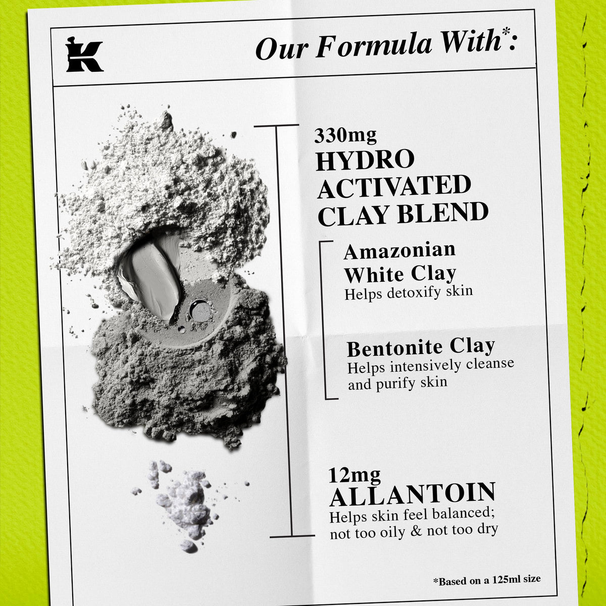 Kiehl's clay ingredient powders showcasing detoxifying clay benefit