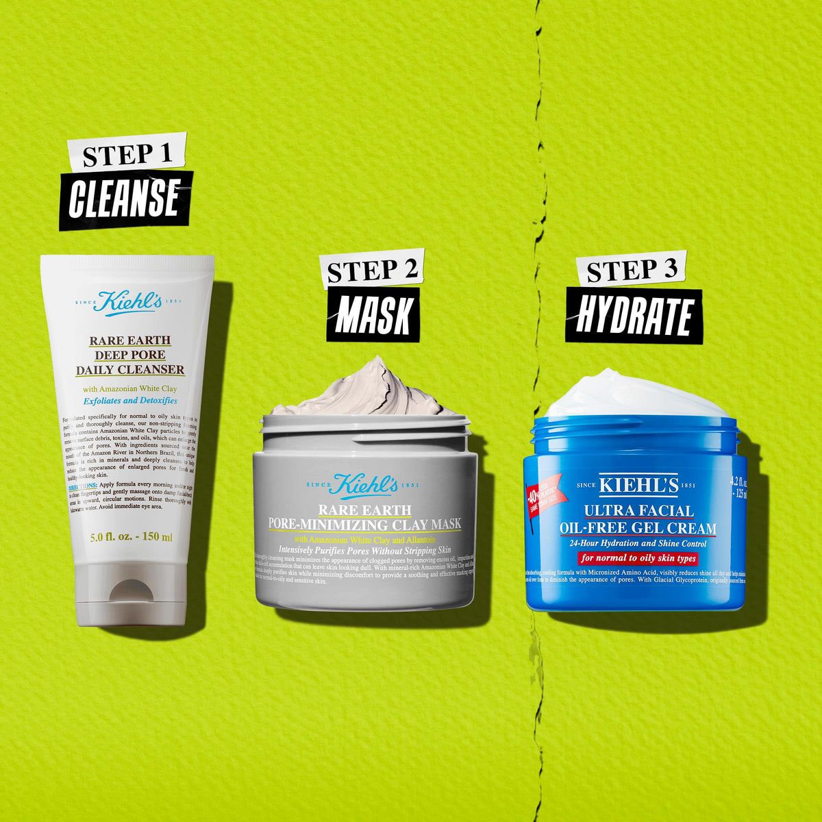 Kiehl's mask on bathroom shelf in routine setting showing convenience benefit