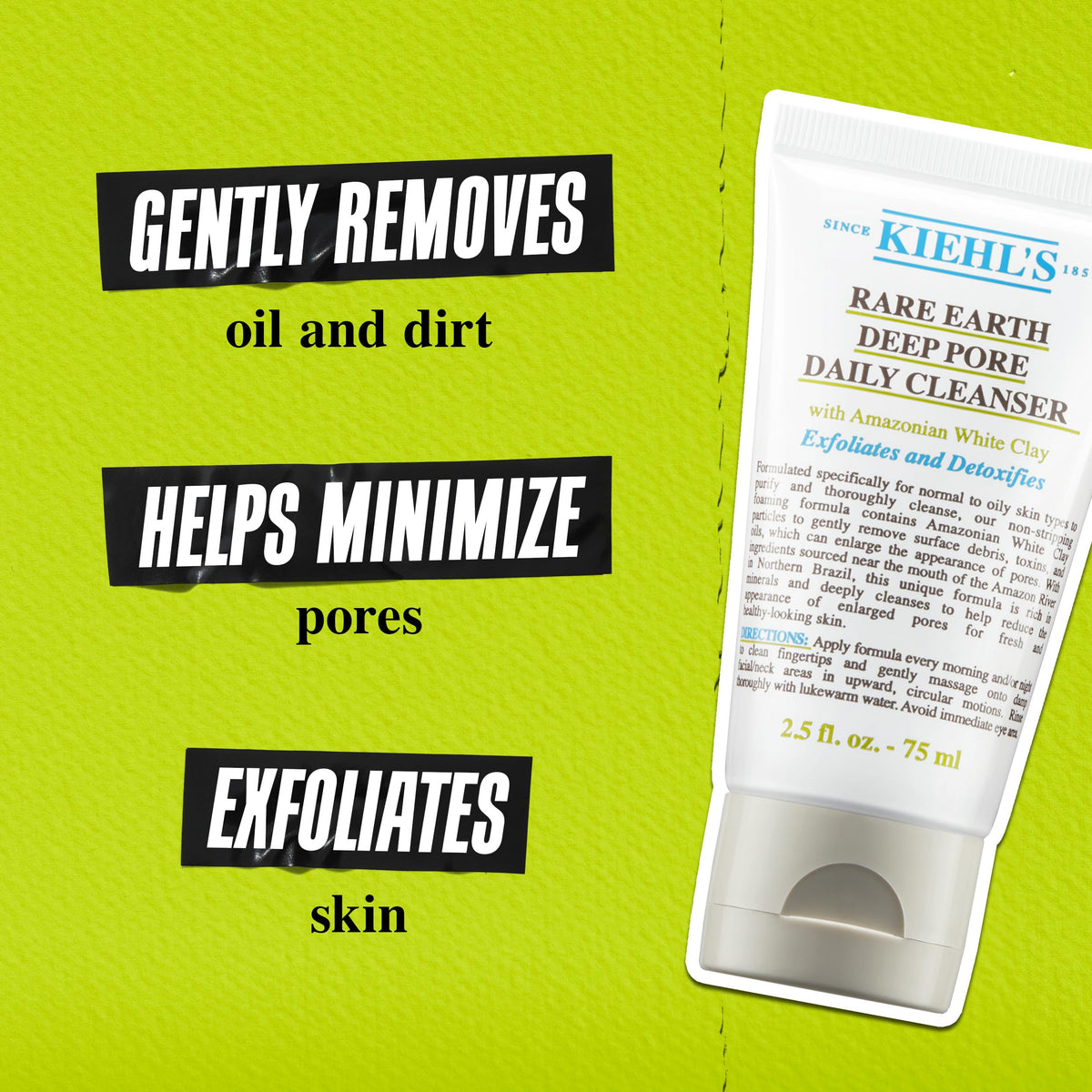 Kiehl's cleanser dispensed on hand demonstrating easy application benefit