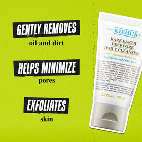 Kiehl's cleanser dispensed on hand demonstrating easy application benefit
