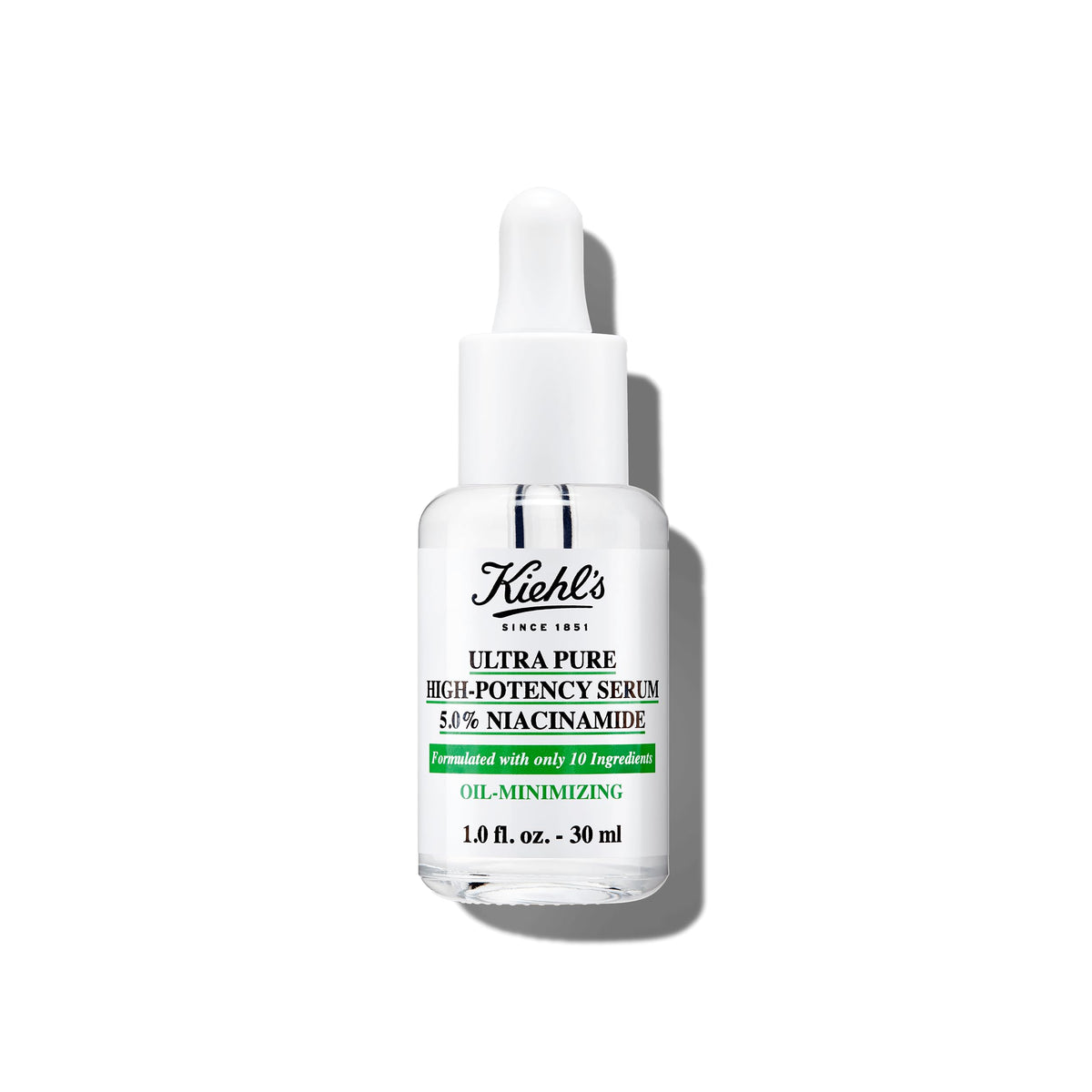 Kiehl's front bottle view showing clean label and 1 fl oz size benefit