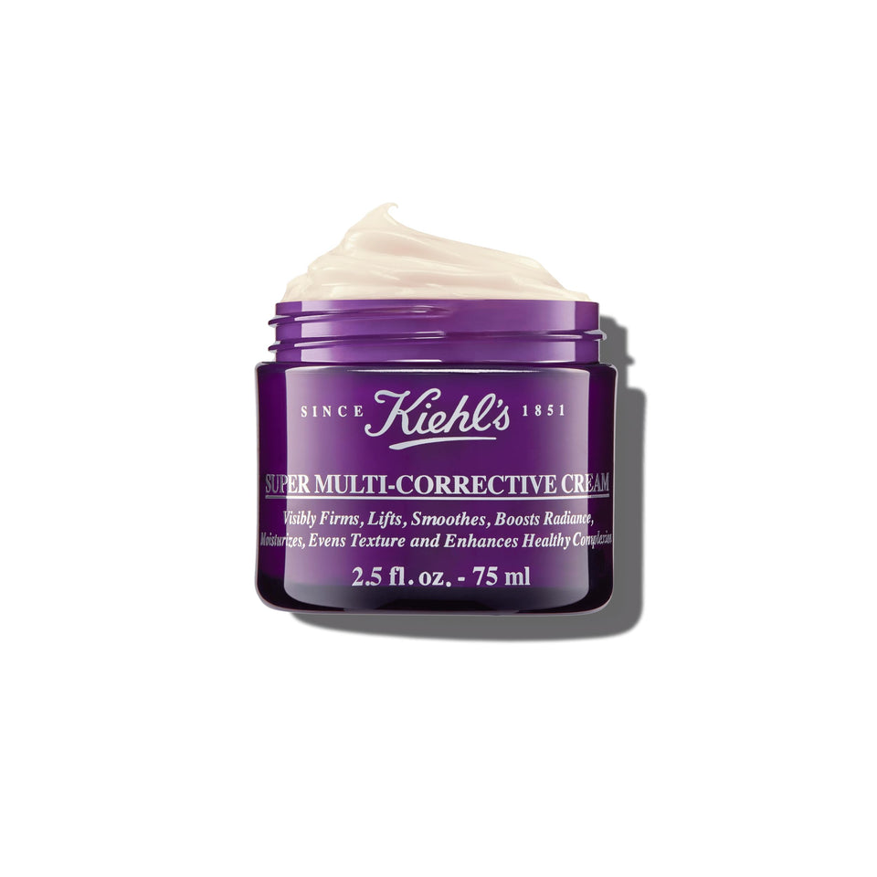 Kiehl's jar front view showing product benefits and elegant packaging