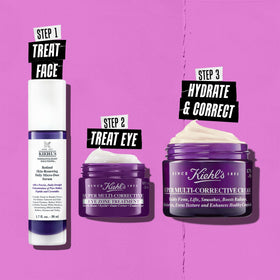 Kiehl's jar styled in bathroom setting communicating daily routine and self-care benefit