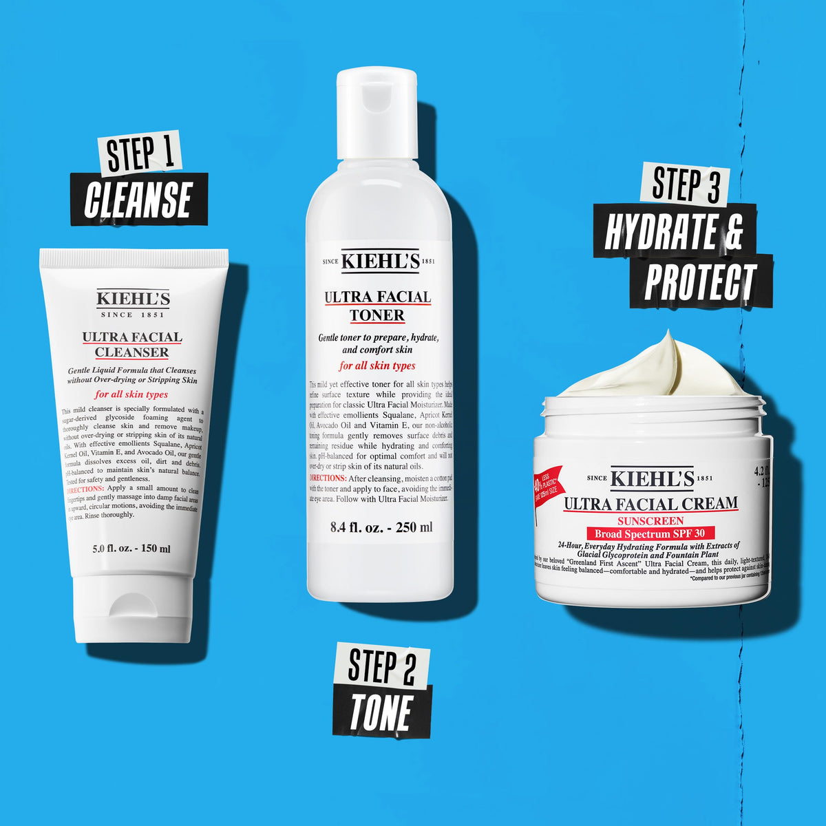 Kiehl's sustainable packaging comparison illustrating reduced-plastic environmental benefit