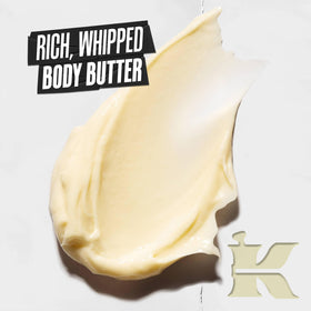 Kiehl's whipped body butter texture close-up highlighting lightweight spreadability