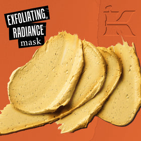 close-up of mask texture with visible cranberry seeds, Kiehl's explains gentle exfoliation