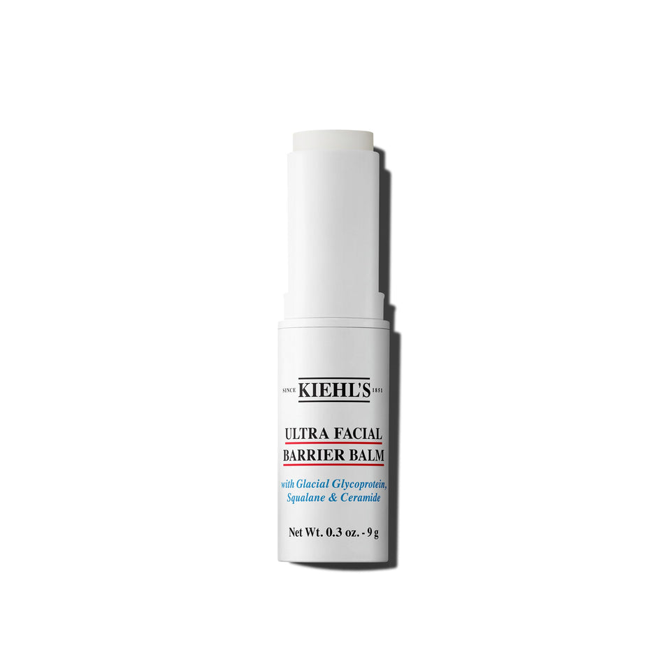 Kiehl's front packaging shows travel-sized balm stick and quick hydration benefit