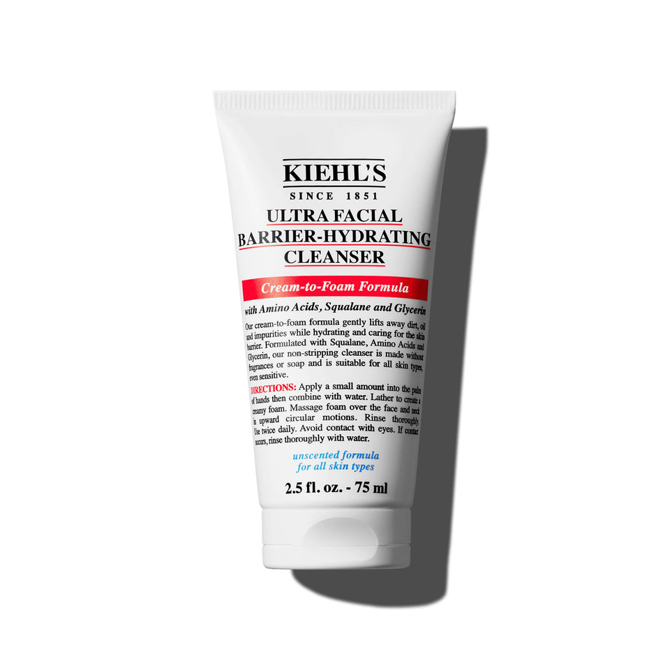 Kiehl's front packaging of the cleanser showing product clarity and size