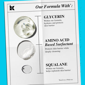 Kiehl's ingredient label close-up revealing fragrance-free and soap-free benefit
