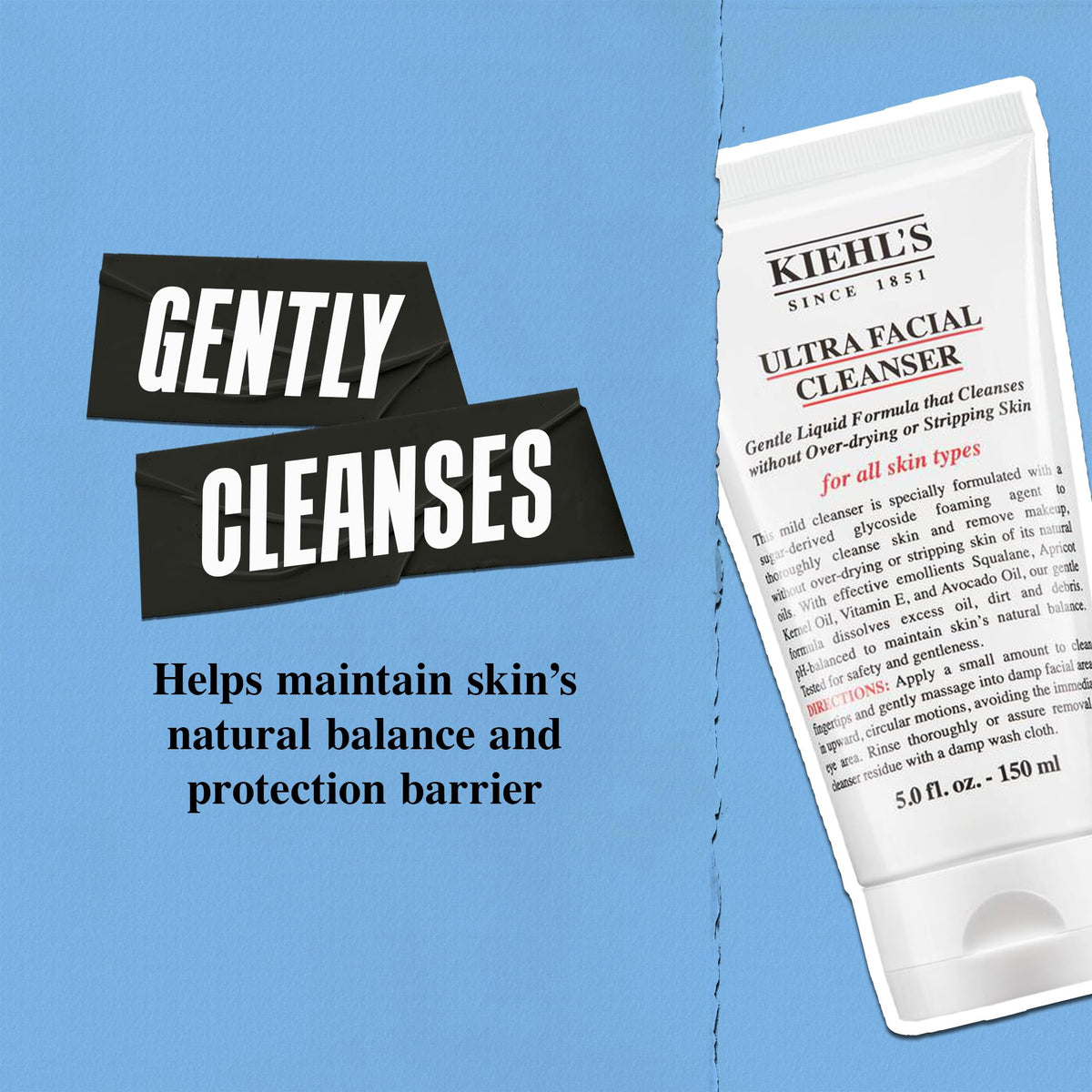 Kiehl's squalane avocado glycerin ingredients displayed to illustrate hydrating benefits
