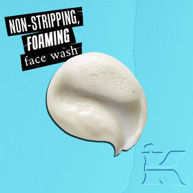 Kiehl's foam texture close-up demonstrating airy lather that removes oil while preserving moisture