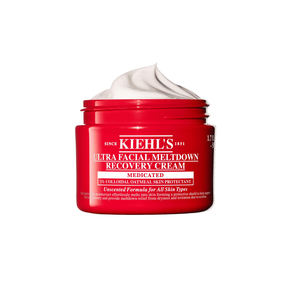 Kiehl's front packaging of recovery barrier cream showing product name and benefits