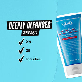Kiehl's product label close-up highlighting desert plant and lemon fruit extracts for balanced clarity