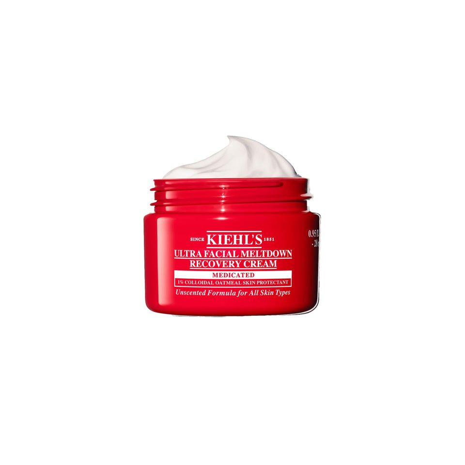 Kiehl's front packaging shot showing product and soothing benefit