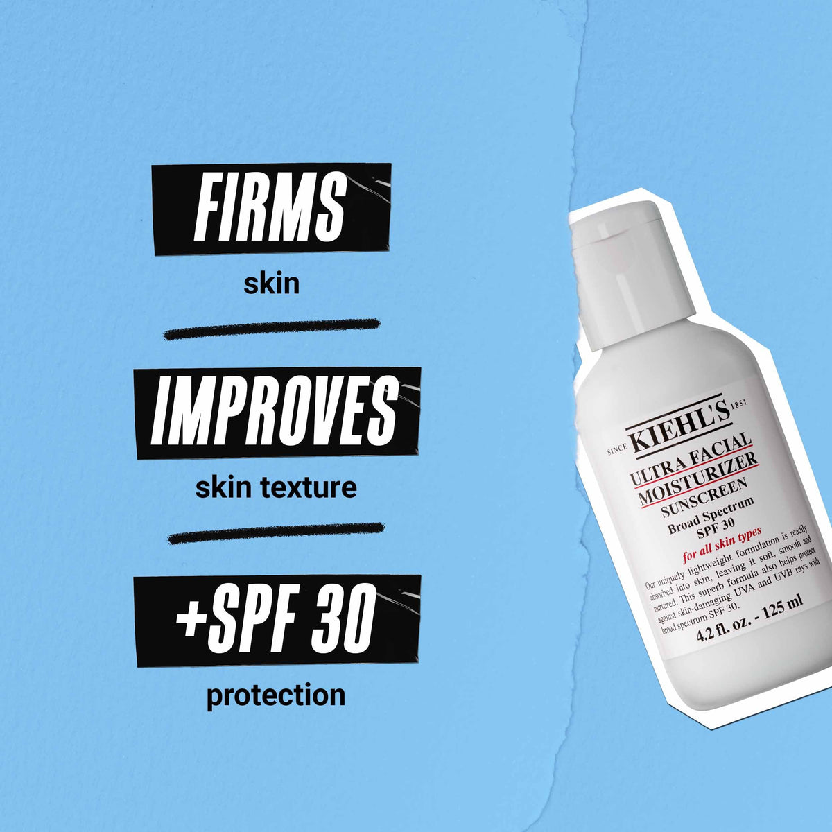 Kiehl's lifestyle application on face illustrating easy layering under makeup benefit