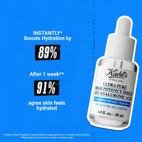 Kiehl's clear gel texture close-up on palm, shows lightweight absorption benefit