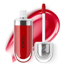 Kiko Milano front tube showing cherry red shade and glossy finish benefit