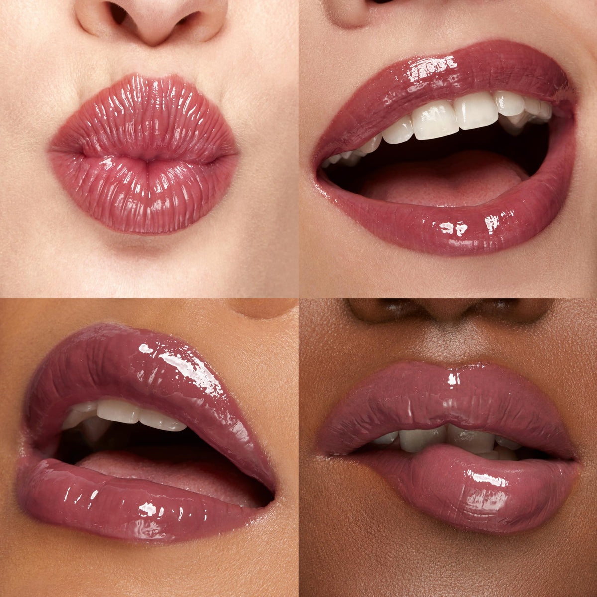 Kiko Milano lifestyle image of smiling model highlighting glossy radiant lips