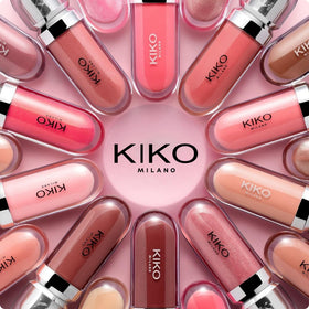 Kiko Milano metallic cap close-up with KK logo for premium contemporary packaging