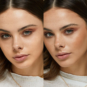 KIKO Milano bronzer next to a brush illustrating compact size and easy portability
