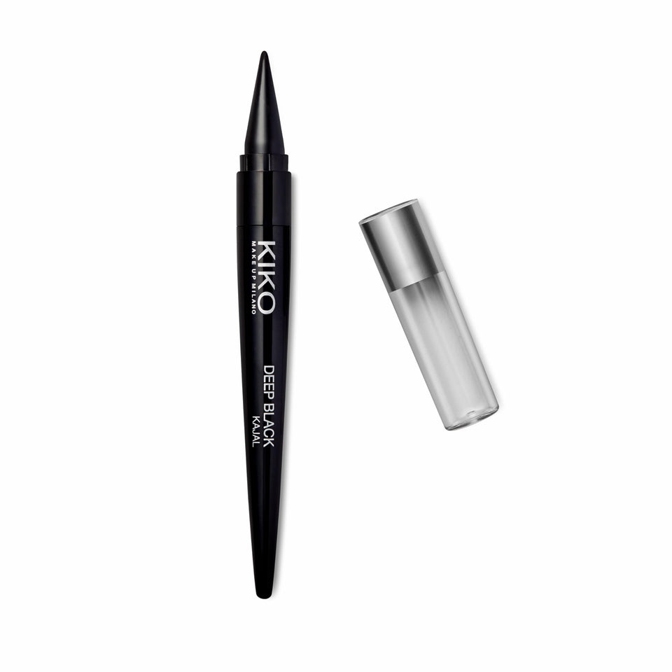 KIKO Milano Deep Black Kajal front packaging showing sleek pencil and cap for professional application