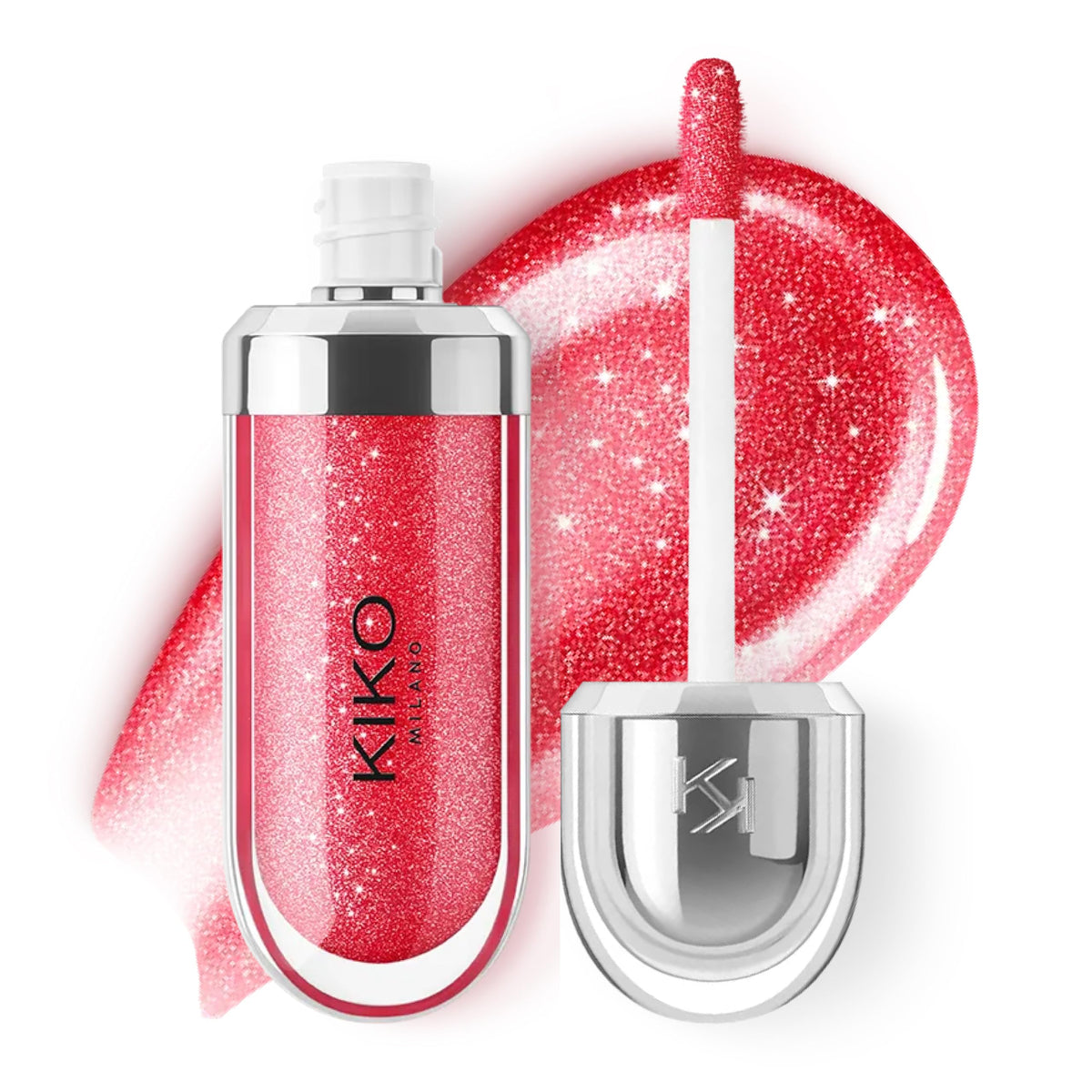 Kiko Milano front packaging showing metallic cap and sleek tube, polished presentation benefit
