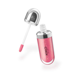 Kiko Milano gloss texture swatch on skin showing pearly shine and hydrating finish benefit: luminous look