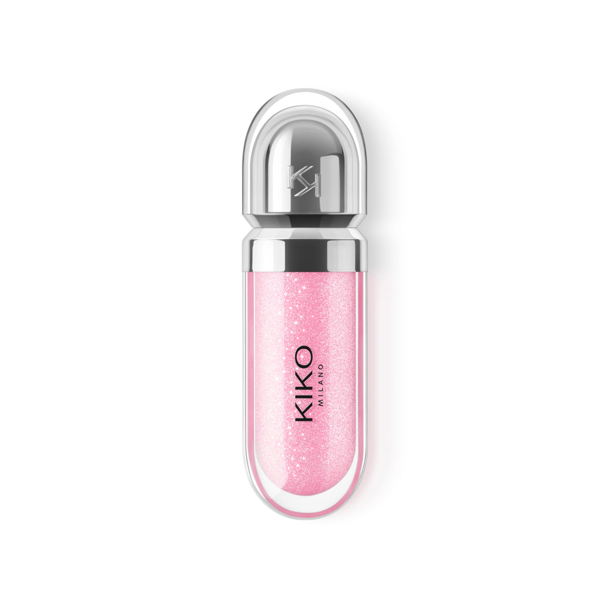 Kiko Milano applied on smiling lips illustrating glossy, fuller-looking effect
