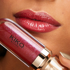 KIKO Milano lip gloss applied in lifestyle scene showing instant shine and fuller-looking lips