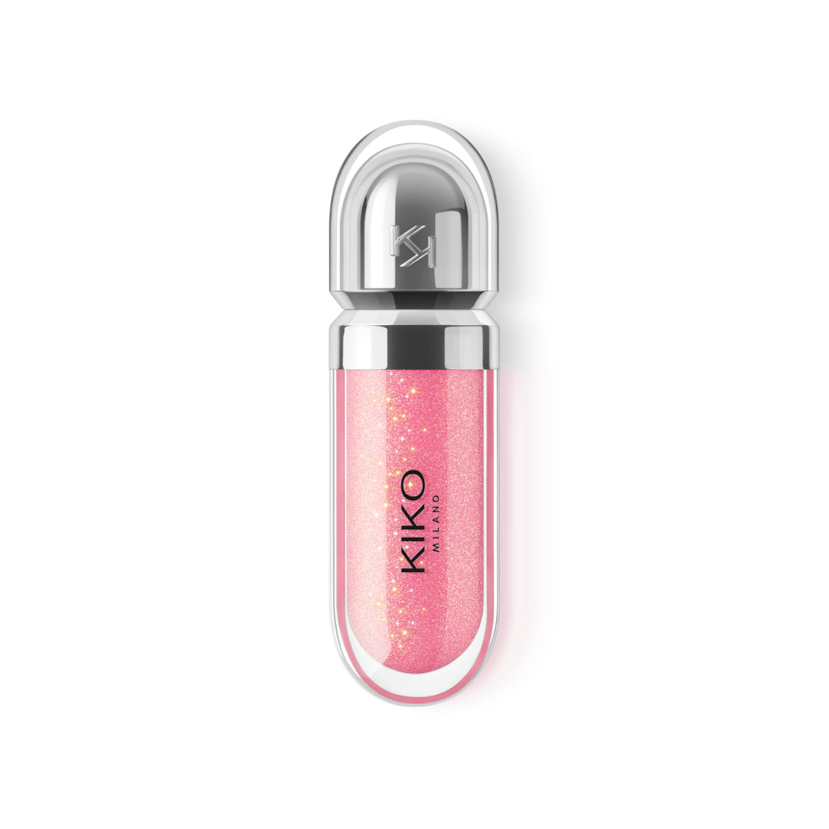 Kiko Milano lifestyle shot of model smiling wearing Sparkling Hibiscus Pink gloss for radiant look