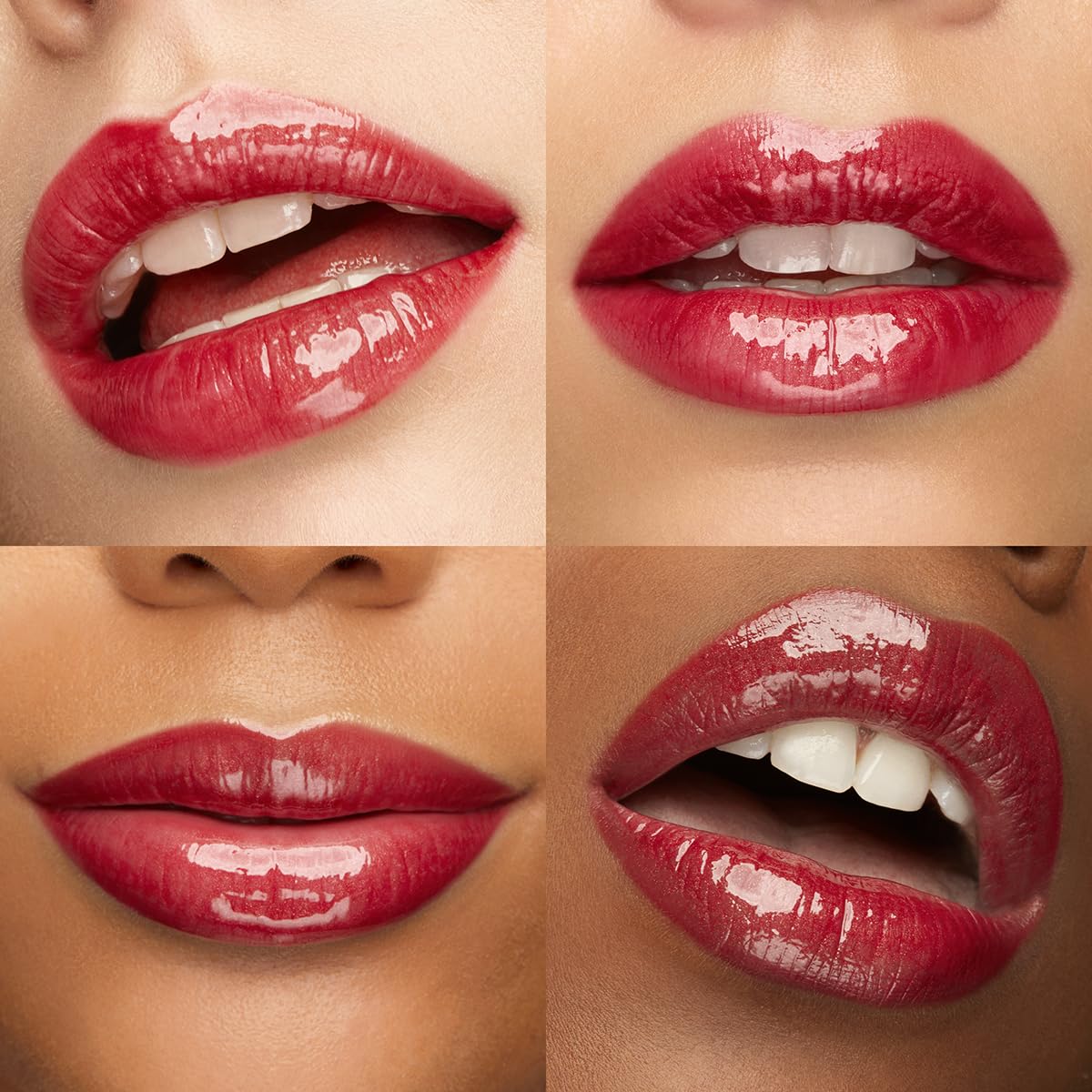 Kiko Milano lip gloss on smiling model emphasizing plumped, radiant lips