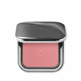 KIKO Milano compact front view showing sleek gunmetal case and KK logo benefit: portable elegance