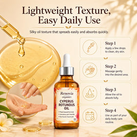 KILIBUM Renovia Organics bottle held in hand for scale, indicating compact 60 ml travel-friendly size