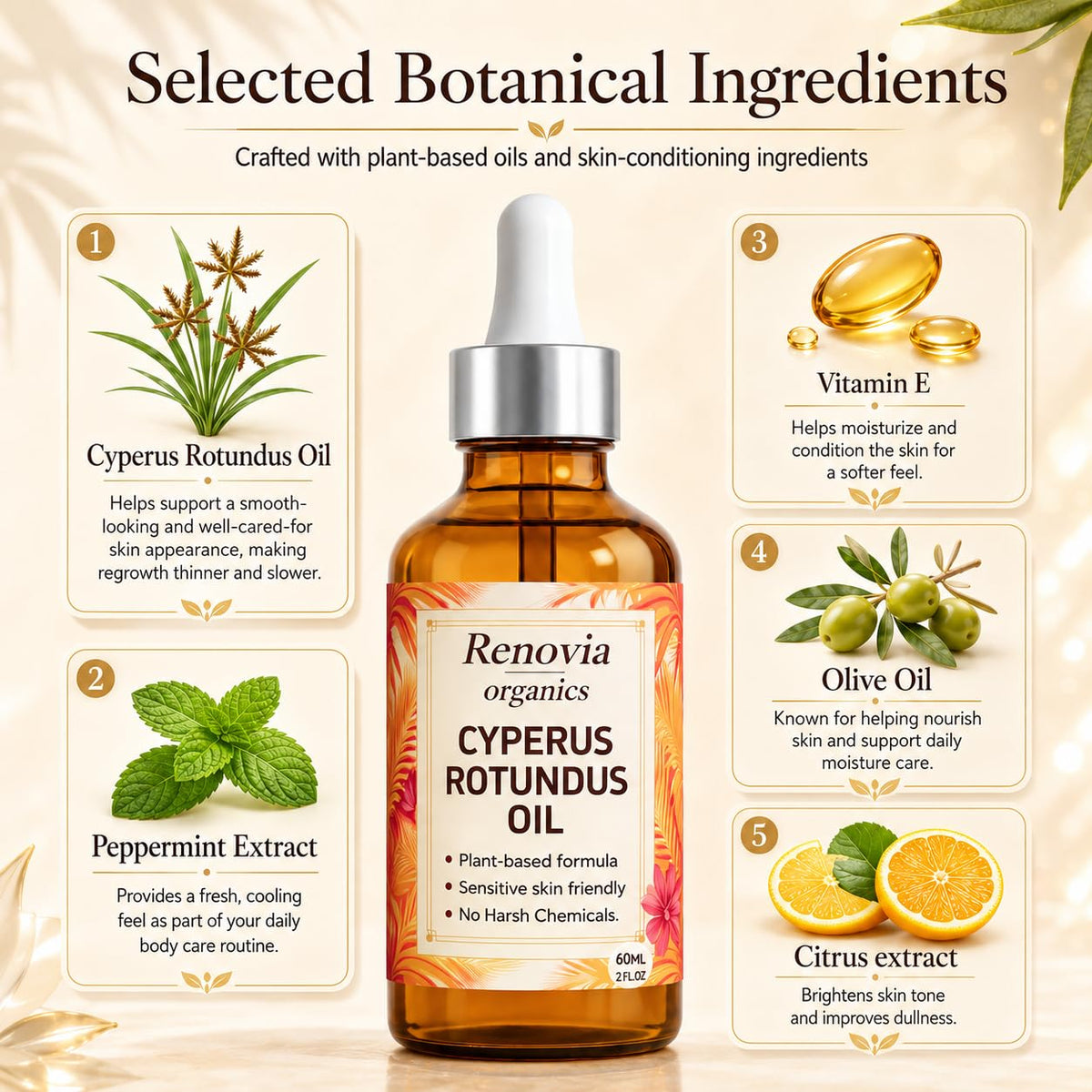 KILIBUM Renovia Organics oil texture close-up, demonstrating lightweight fast-absorbing feel