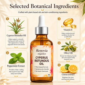 KILIBUM Renovia Organics oil texture close-up, demonstrating lightweight fast-absorbing feel