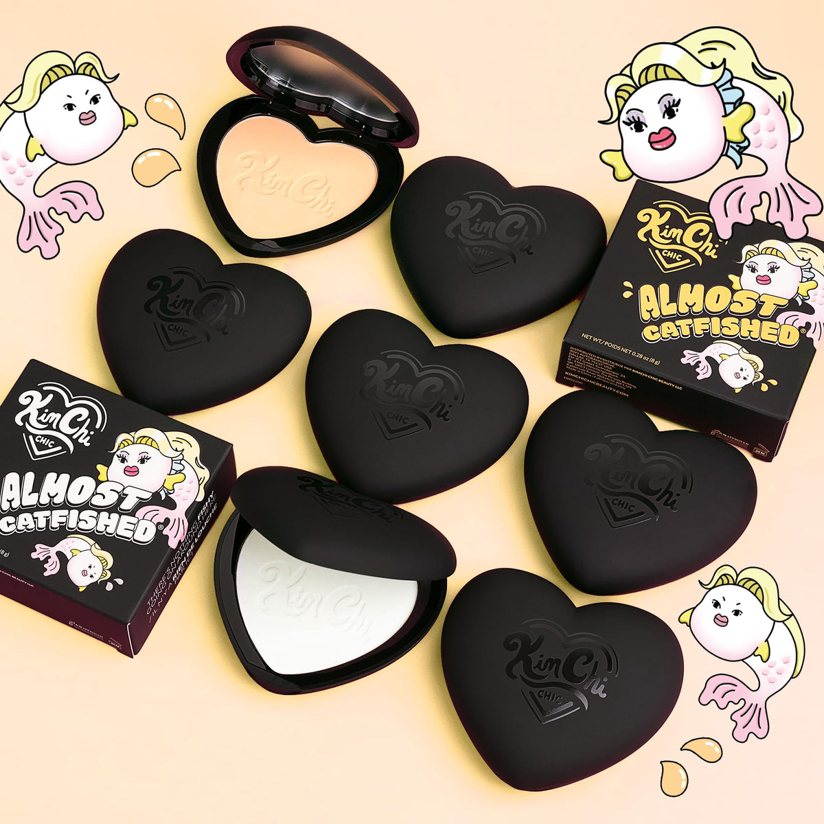 KimChiChic powder inside a makeup bag in lifestyle scene showcasing everyday use