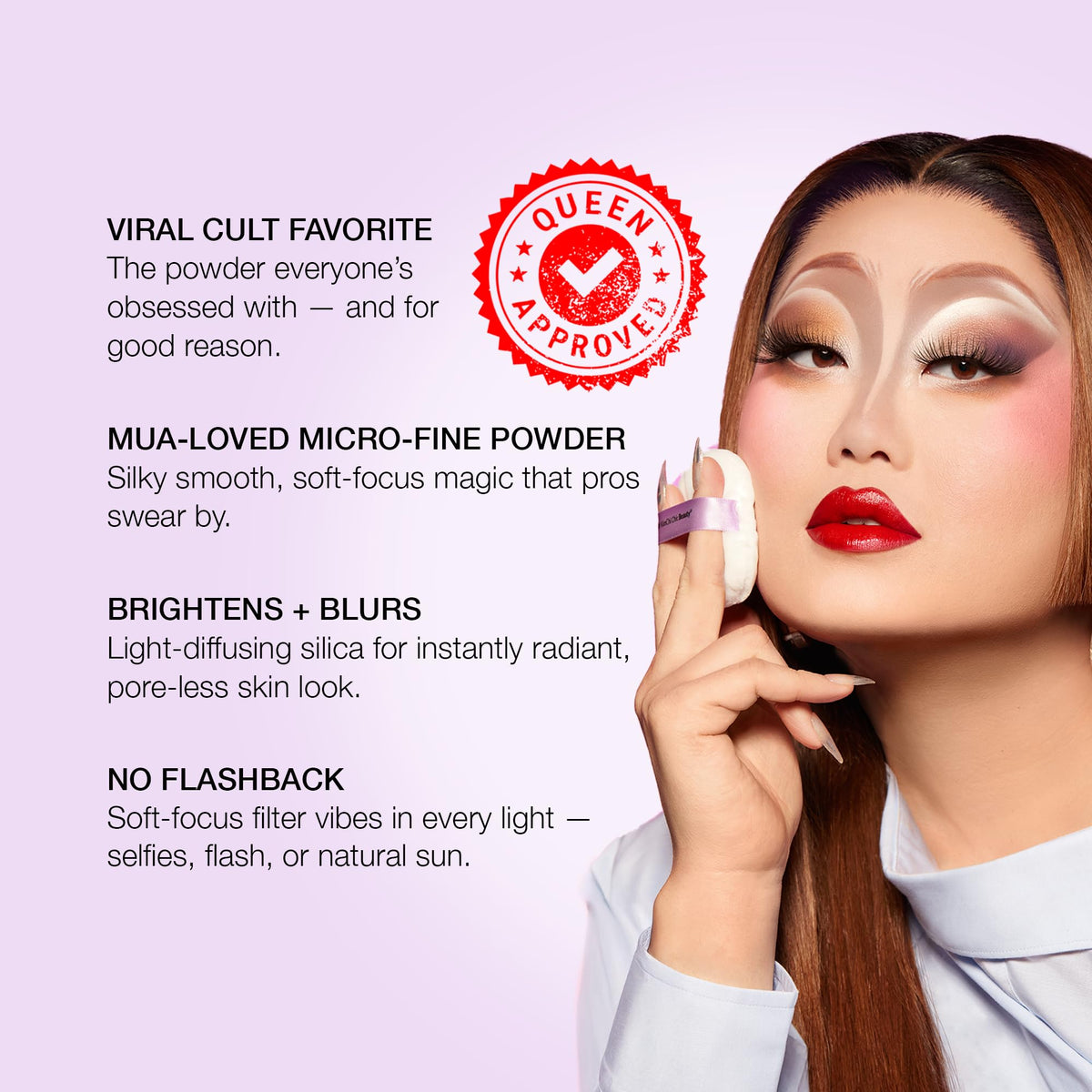 KimChiChic applying powder under-eye to bake and set concealer for longevity