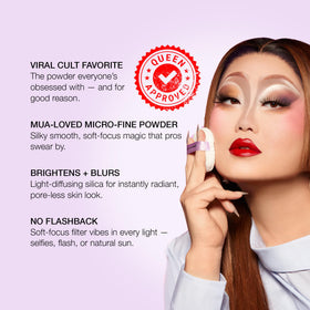KimChiChic applying powder under-eye to bake and set concealer for longevity
