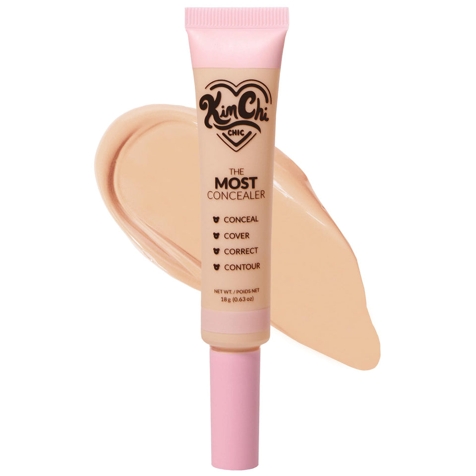 KimChiChic concealer front packaging showing shade and full-coverage benefit