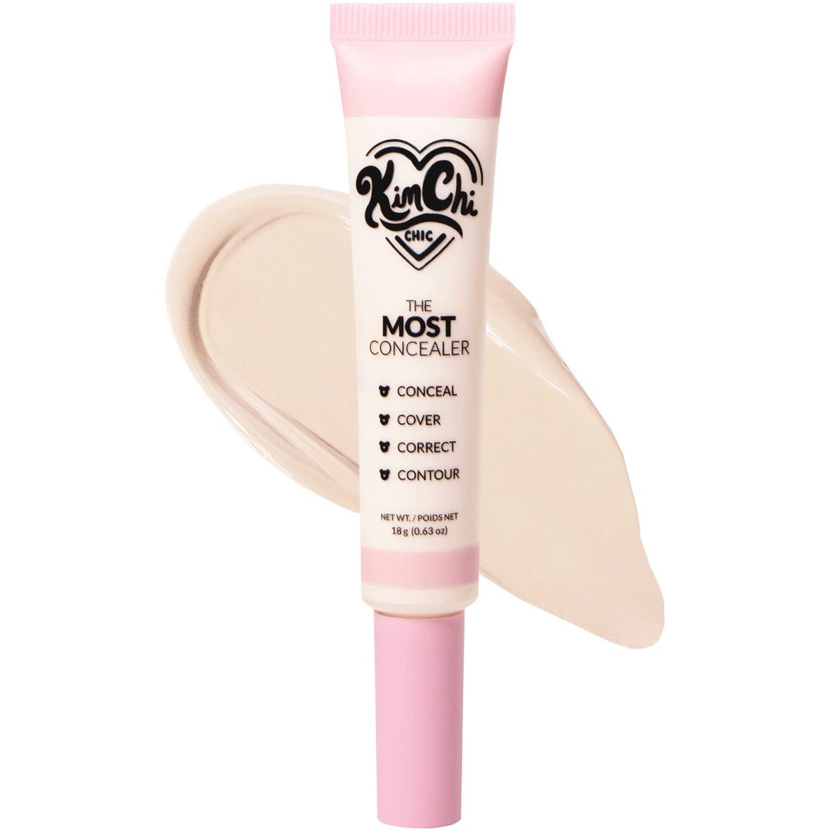 KimChiChic concealer front packaging showing shade and finish benefits