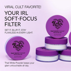 KimChiChic jar in a travel bag on a vanity conveying on-the-go touch-ups