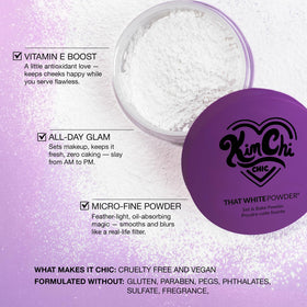 KimChiChic powder next to compact and sponge showing product size and scale