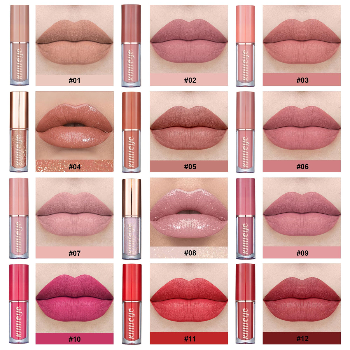KIMIEYE lips before and after showing matte finish and long-wear effect benefit