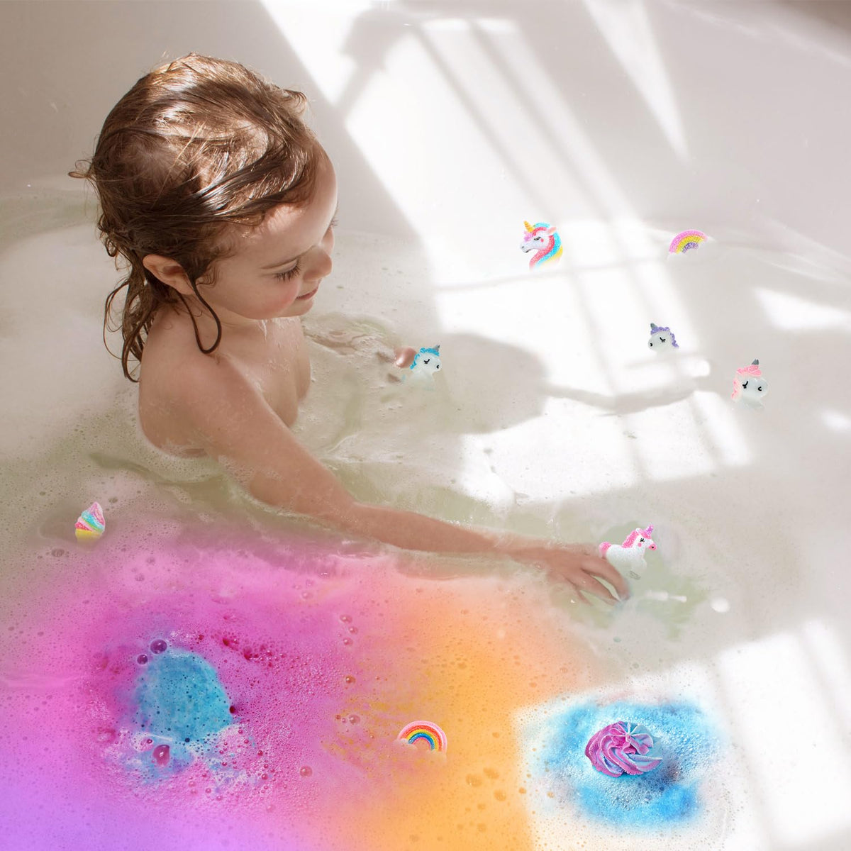 kims cosiart fizzing colorful bathwater demonstrating bright bubbles and scent release