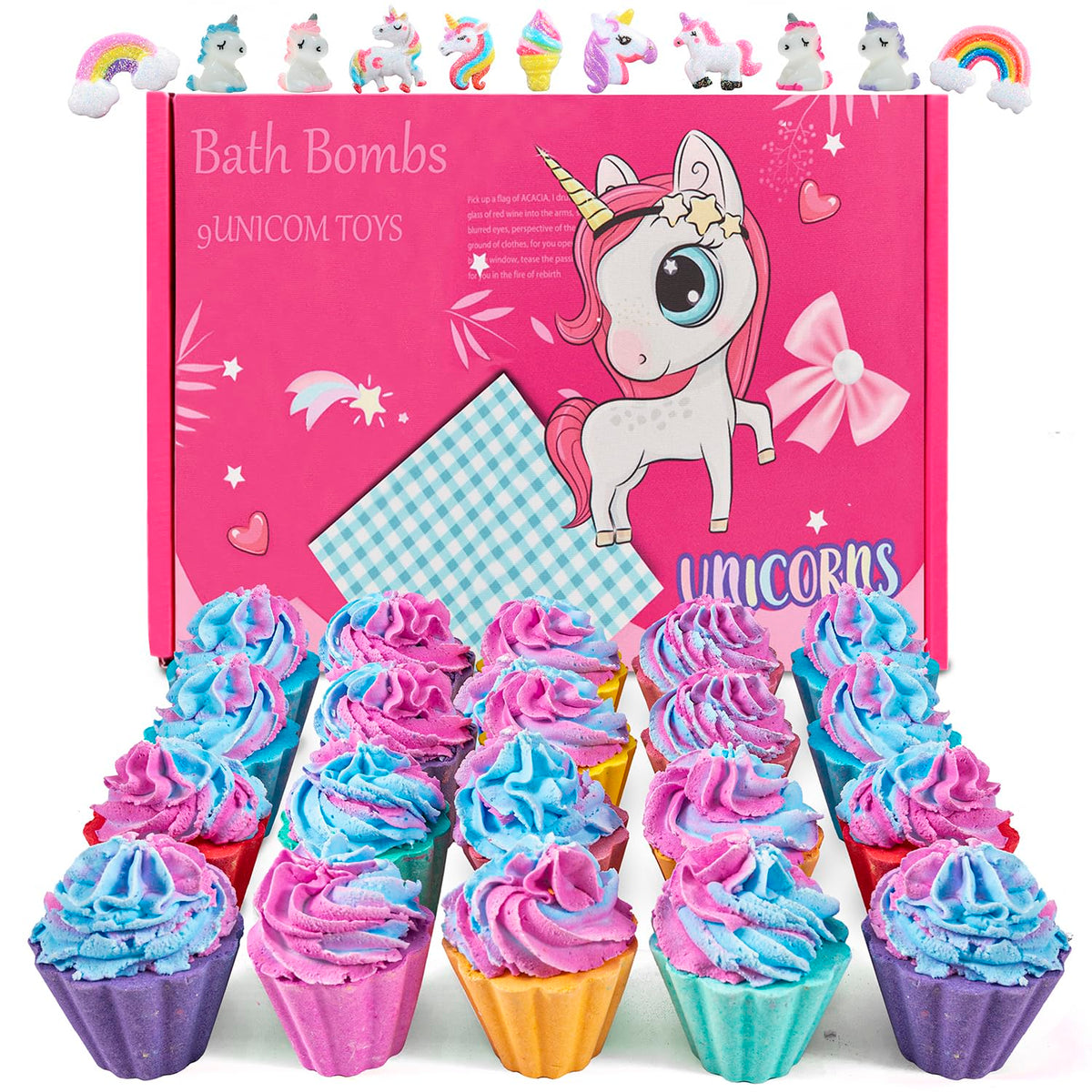 kims cosiart front box display showing 20 colorful bath bombs and gift-ready presentation