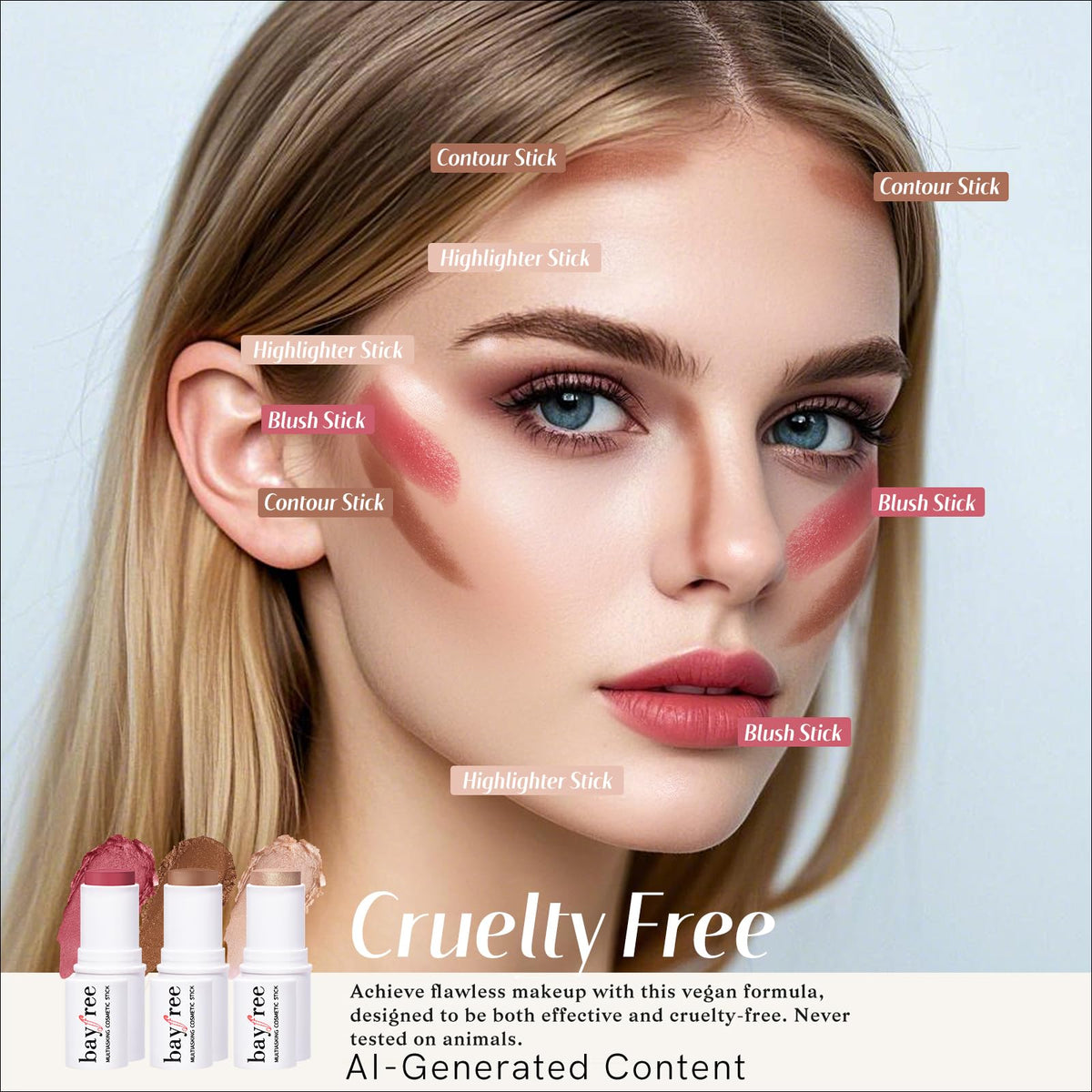 KIMUSE application on cheek demo for sculpted, defined look