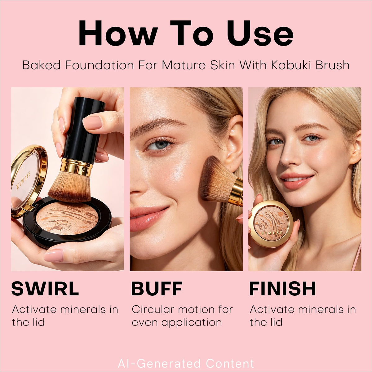KIMUSE powder swatched on hand to show buildable coverage and neutralizing effect